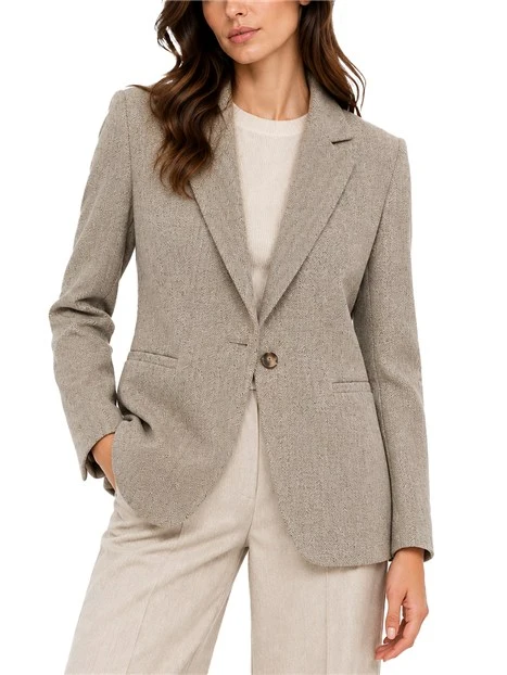 BLAZER MONOPETTO IN TESSUTO MORBIDO  DONNA MARRONE