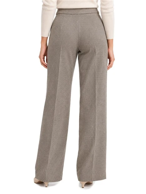 PANTALONI PALAZZO IN JERSEY DI MISTO COTONE STRETCH CON LAVORAZIONE JACQUARD DONNA MARRONE