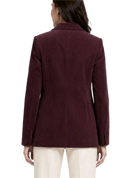 BLAZER MONOPETTO  IN VELLUTO STRETCH DONNA BORDEAUX