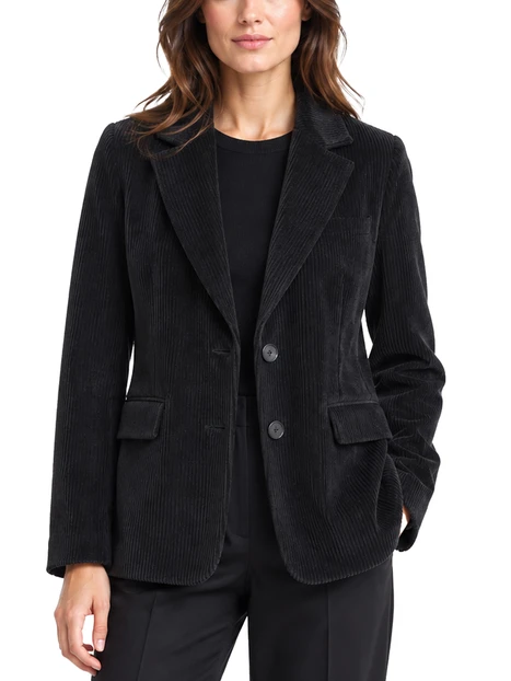 BLAZER MONOPETTO IN VELLUTO STRETCH DONNA NERO