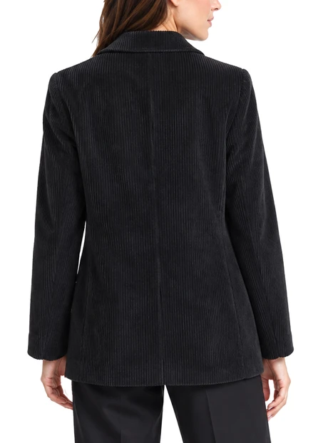 BLAZER MONOPETTO IN VELLUTO STRETCH DONNA NERO