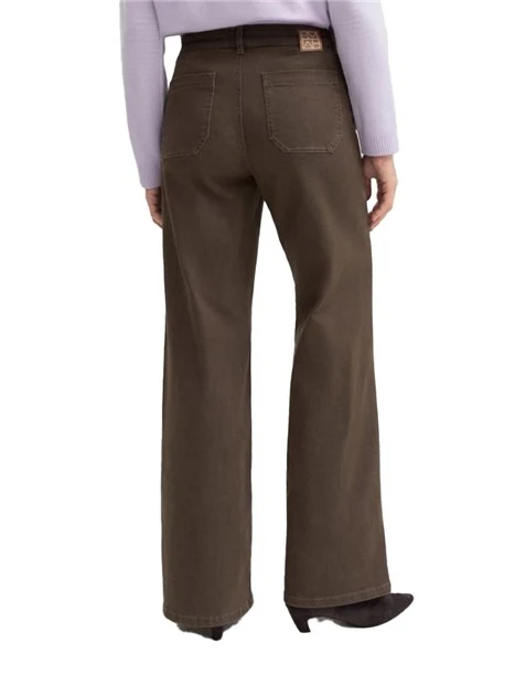 PANTALONI DONNA AMPIO IN TWILL DI MISTO COTONE STRETCH DONNA TORTORA