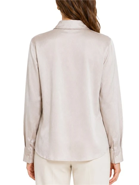 CAMICIA IN RASO MARTELLATO CRINKLE DONNA BEIGE