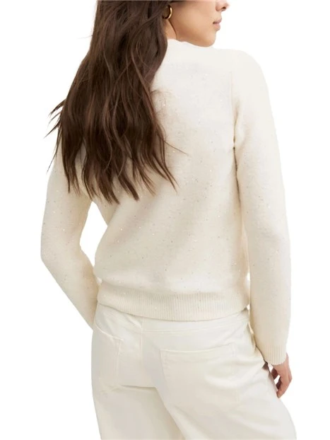 MAGLIA GIROCOLLO IN FILATO MISTO CON PAILLETTES DONNA BIANCO