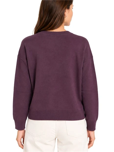 MAGLIA GIROCOLLO IN PURA LANA CON SPALLA LEGGERMENTE SCESA DONNA BORDEAUX