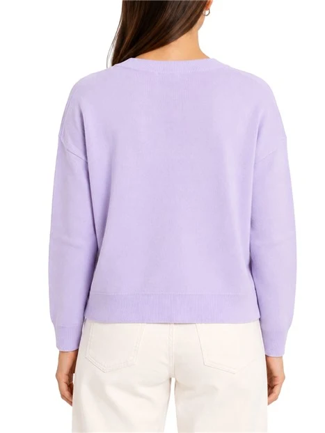 MAGLIA GIROCOLLO IN PURA LANA CON SPALLA LEGGERMENTE SCESA DONNA VIOLA