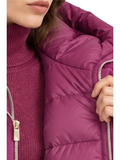 CAPPOTTO CORTO IN PANNO SOFT CON CAPPUCCIO ANTIGOCCIA RIMOVIBILE VIOLA