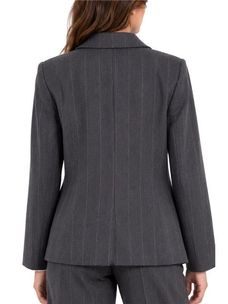 BLAZER MONOPETTO GESSATO DONNA BLU