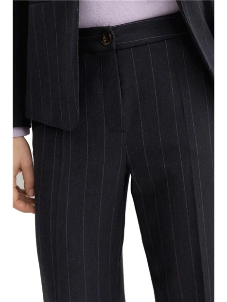 PANTALONI PALAZZO IN GARBADINA DI MISTO VISCOSA CON RISVOLTO ALTO DONNA BLU