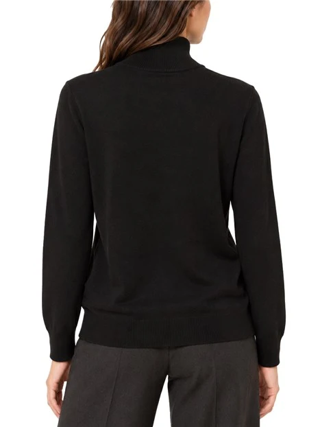 MAGLIA DOLCEVITA LISCIA CON COLLO A COSTINE DONNA NERO