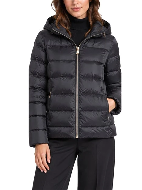 PIUIMINO IMBOTTITO REVERSIBILE CON CAPPUCCIO DONNA NERO
