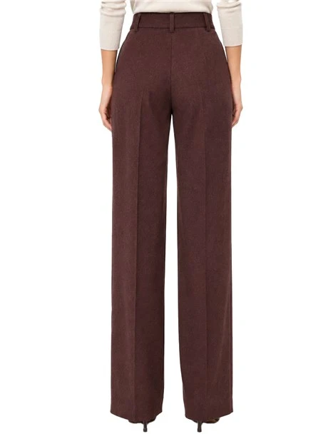 PANTALONI PALAZZO CON FANTASIA GESSATA E CON FILO LAMÉ DONNA BORDEAUX