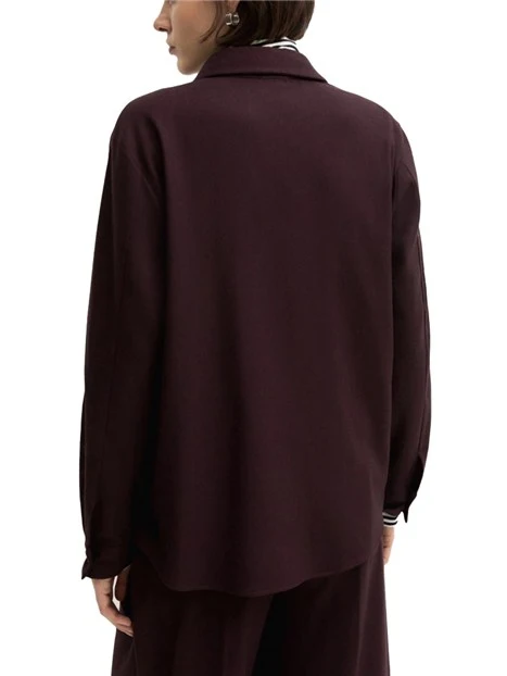 CAMICIA IN FLANELLA MISTO LANA STRETCH DONNA BORDEAUX