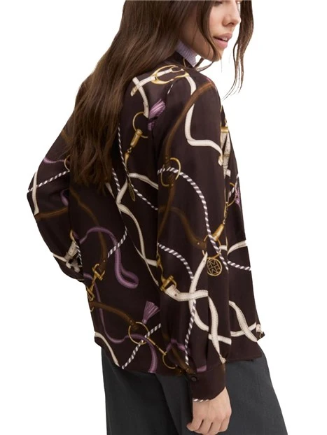 CAMICIA IN TWILL DI VISCOSA DONNA MARRONE