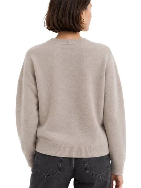 MAGLIA GIROCOLLO IN PURA LANA CON SPALLA LEGGERMENTE SCESA DONNA MARRONE