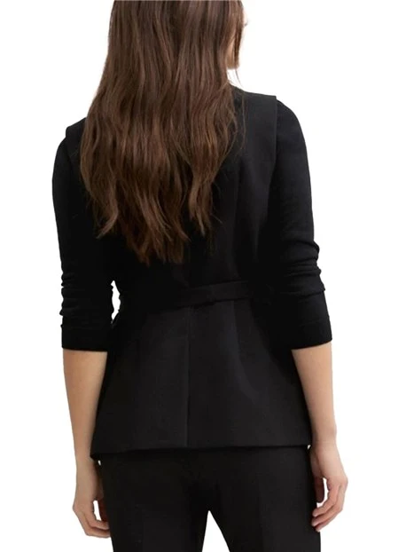 GILET CON CINTURA IN MISTO VISCOSA STRETCH DONNA NERO