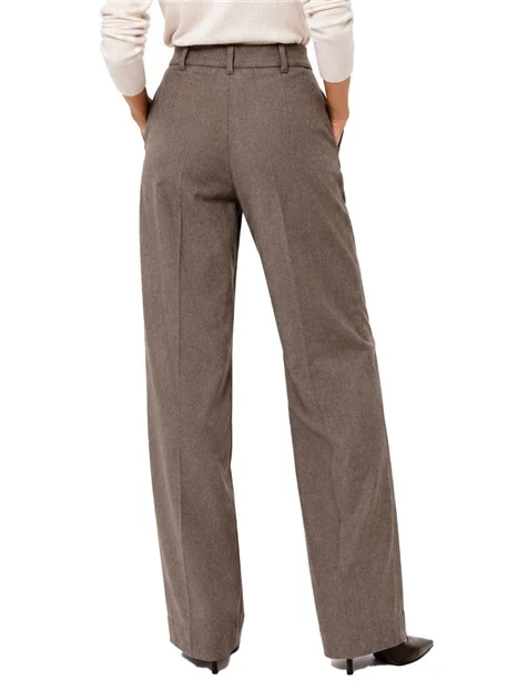PANTALONI PALAZZO CON FANTASIA GESSATA E CON FILO LAMÉ DONNA TORTORA