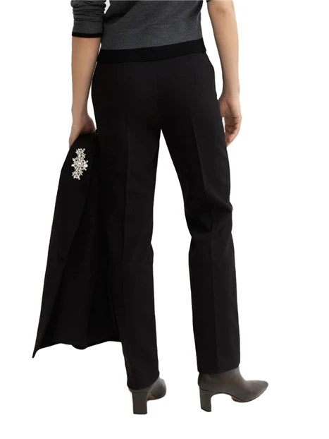 PANTALONI CHINO IN MISTO VISCOSA STRETCH DONNA NERO
