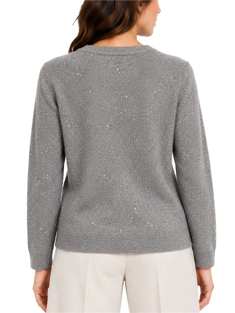 MAGLIA GIROCOLLO IN FILATO MISTO CON PAILLETTES DONNA GRIGIO