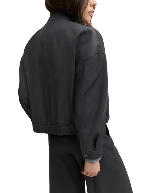 GIACCA CORTA STILE BOMBER IN GABARDINA MISTO VISCOSA STRETCH DONNA ANTRACITE