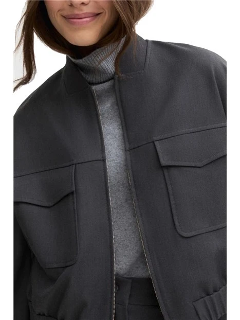 GIACCA CORTA STILE BOMBER IN GABARDINA MISTO VISCOSA STRETCH DONNA ANTRACITE