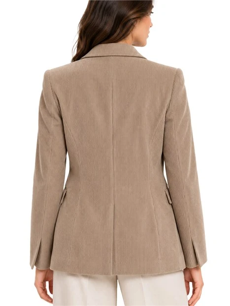 BLAZER MONOPETTO  IN VELLUTO STRETCH DONNA MARRONE