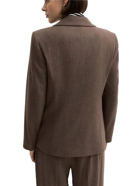 BLAZER MONOPETTO IN FLANELLA MISTO LANA STRETCH DONNA TORTORA