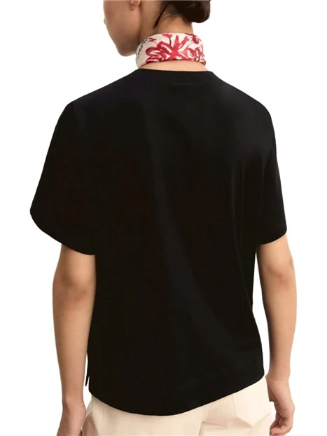 T-SHIRT MANICA CORTA IN JERSEY DI COTONE CON FOULARD COORDINATO DONNA BLU