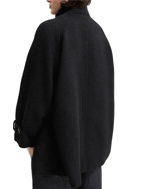 CAPPOTTO CORTO DOPPIOPETTO OVERSIZE IN MISTO LANA DONNA ANTRACITE
