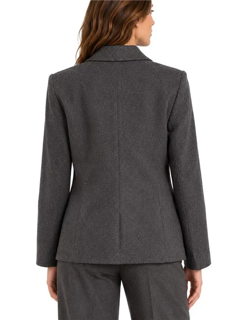 BLAZER MONOPETTO IN FLANELLA MISTO LANA STRETCH DONNA ANTRACITE