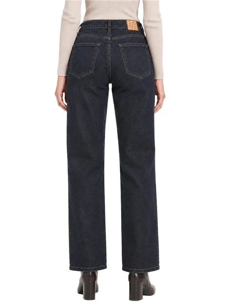PANTALONI PALAZZO IN TWILL  DI MISTO COTONE STRETCH DONNA BLU