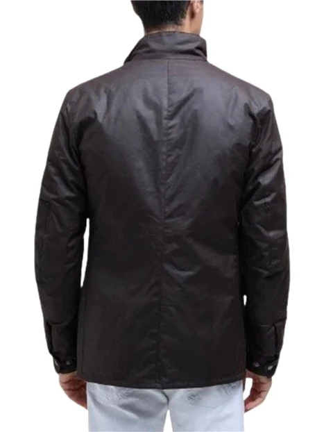GIACCA CERATA CON TASCHE A SOFFIETTO UOMO MARRONE