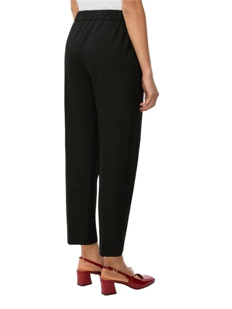 PANTALONI A SIGARETTA IN MISTO VISCOSA CON PINCES POSTERIORI DONNA NERO