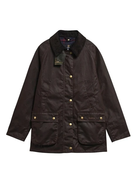 GIACCA IMPERMEABILE IN COTONE CERATO CON COLLETTO IN VELLUTO A COSTE DONNA MARRONE
