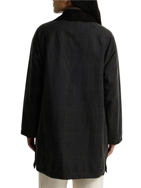GIACCA IMPERMEABILE CERATA IN TARTAN DONNA VERDE