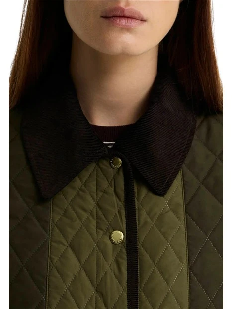 PIUMINO TRAPUNTATO CON FINITURA PATCHWORK DONNA VERDE