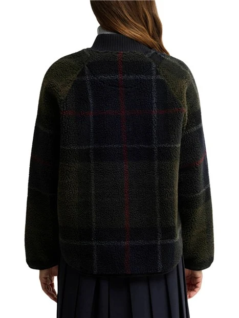 GIACCA CORTA IN PILE JACQUARD TARTAN DONNA VERDE