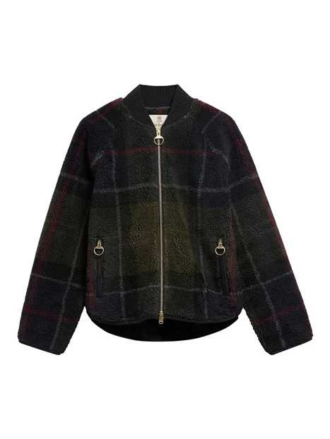 GIACCA CORTA IN PILE JACQUARD TARTAN DONNA VERDE