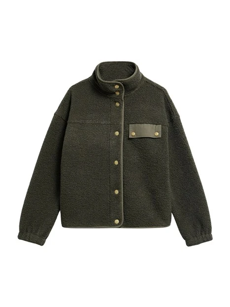 GIACCA CORTA IN PILE STILE BOMBER DONNA VERDE