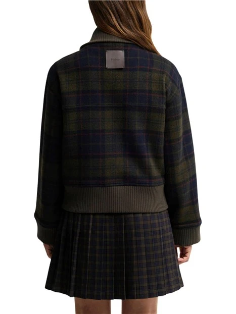 GIACCA CORTA OVERSHIRT IN MISTO LANA TARTAN DONNA VERDE