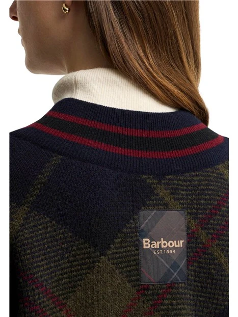 MAGLIA SCOLLO A V IN LANA TARTAN DONNA VERDE