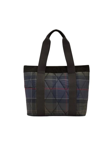 BORSA A MANO TOTE TRAPUNTATA IN TARTAN DONNA BLU