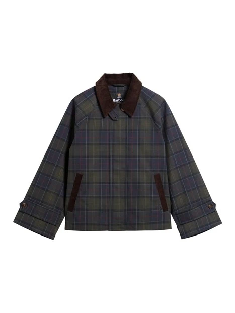 GIACCA IMPERMEABILE IN TARTAN CON SILHOUETTE SQUADRATA DONNA BLU