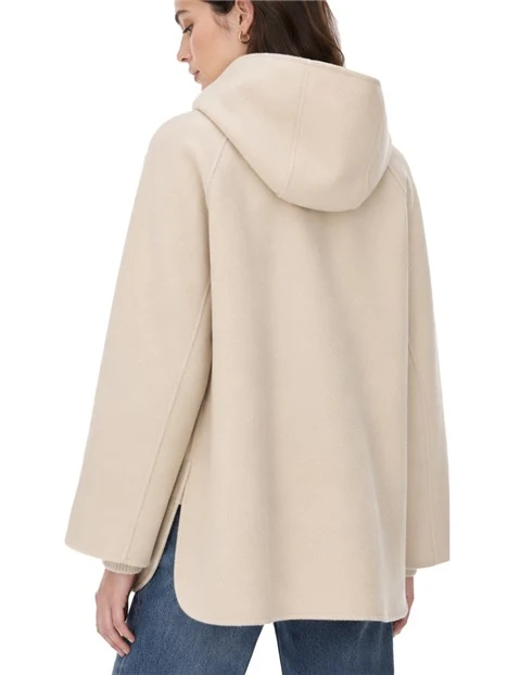 CAPPOTTO CORTO CON CAPPUCCIO IN MISTO LANA DONNA AVORIO
