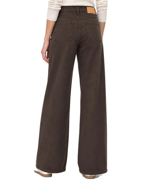 PANTALONI PALAZZO WIDE LEG IN COTONE DONNA MARRONE