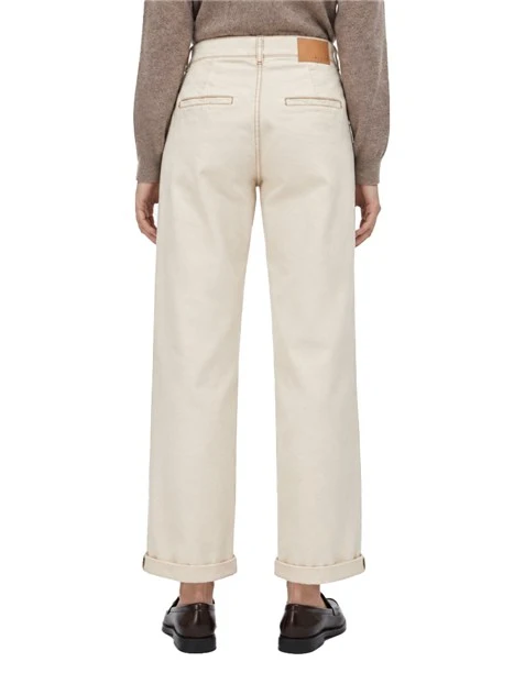 PANTALONI CROPPED IN COTONE CON RISVOLTO DONNA AVORIO