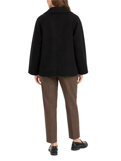 CAPPOTTO CORTO DOPPIOPETTO AMPIO IN MISTO LANA DONNA NERO