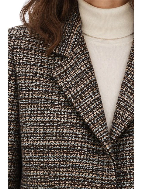BLAZER SEMIADERENTE IN STOUIA TWEED DONNA MARRONE
