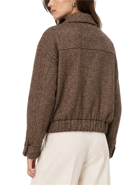 GIACCA  CORTA IN TWEED CON BOTTONI GIOIELLO DONNA MARRONE