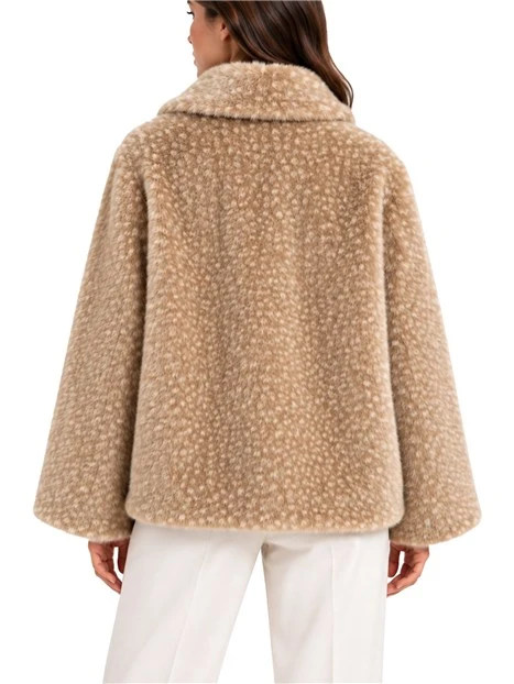 GIACCA IN ECO PELLICCIA MORBIDA IN TESSUTO FLUFFY DONNA MARRONE